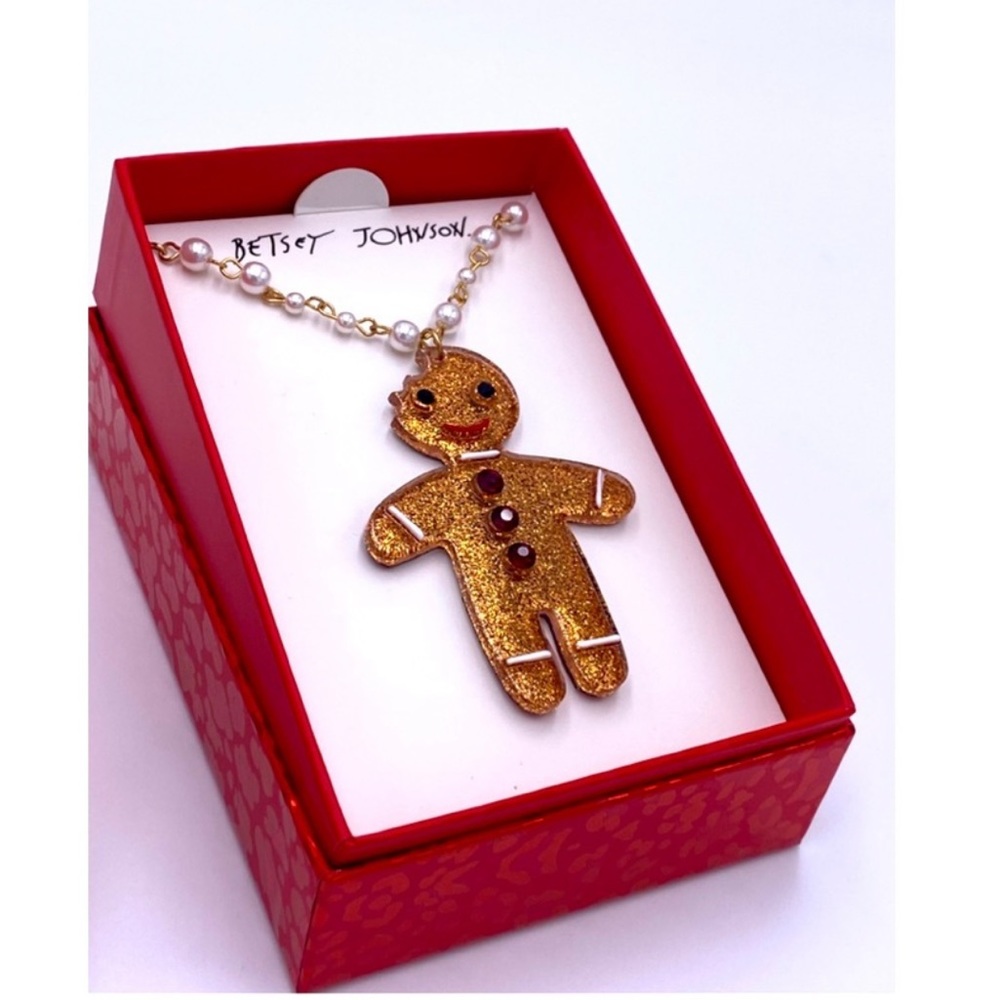 Betsey Johnson Gingerbread Man Necklace